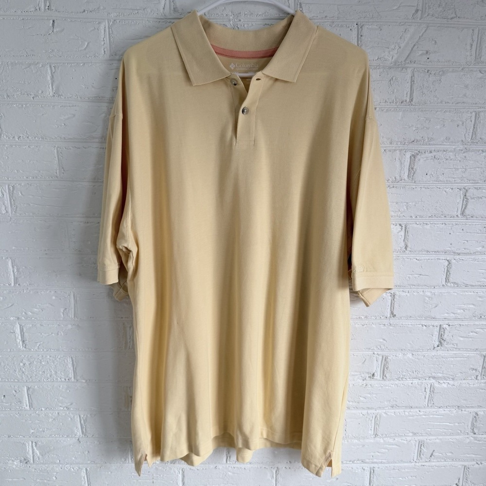 Columbia Sportswear Shirt Adult XXLarge Yellow  Men's Polo Short Sleeve Cotton‎